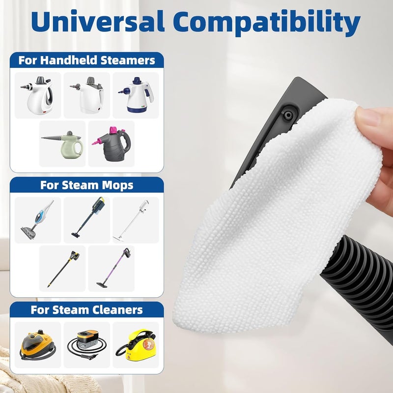 LOVECO 8 Pack Universal Microfiber Cloths for Handheld Steam Cleaner - Compatible with Bissell Steam Shot, PurSteam, Wagner Spraytech etc - Reusable Washable Steam Cleaner Accessories - Image 2